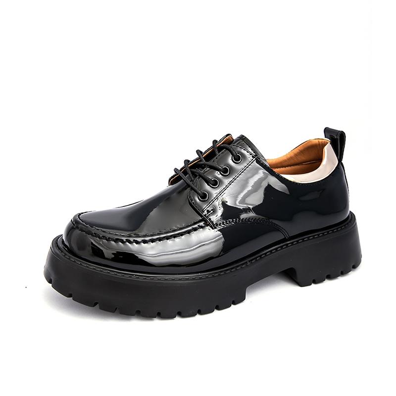 Fashion New Thick Soled Casual Men's Leather Shoes Minimalist British Style Design Leisure Office and Business Adult Suit Shoes -46
