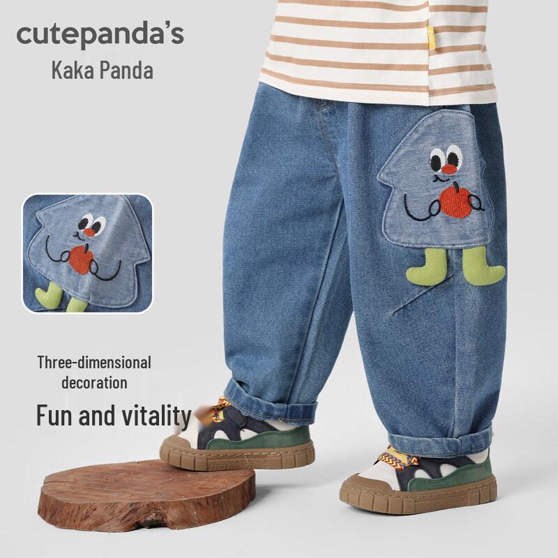 Kaka Panda Kids  Cartoon Denim Long Pants 100 cm