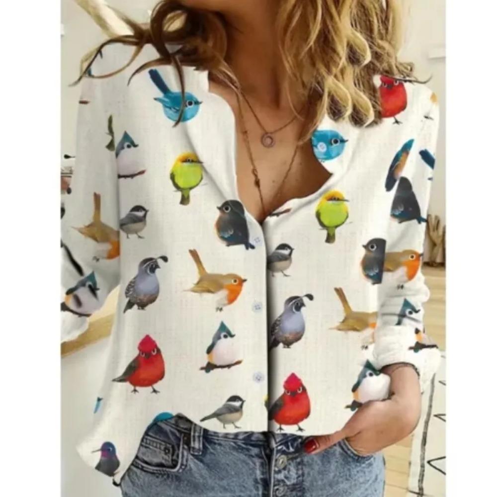 Green Red Christmas Snowflakes Print Women Shirts Tops Fashion Autumn New Long Sleeve Loose