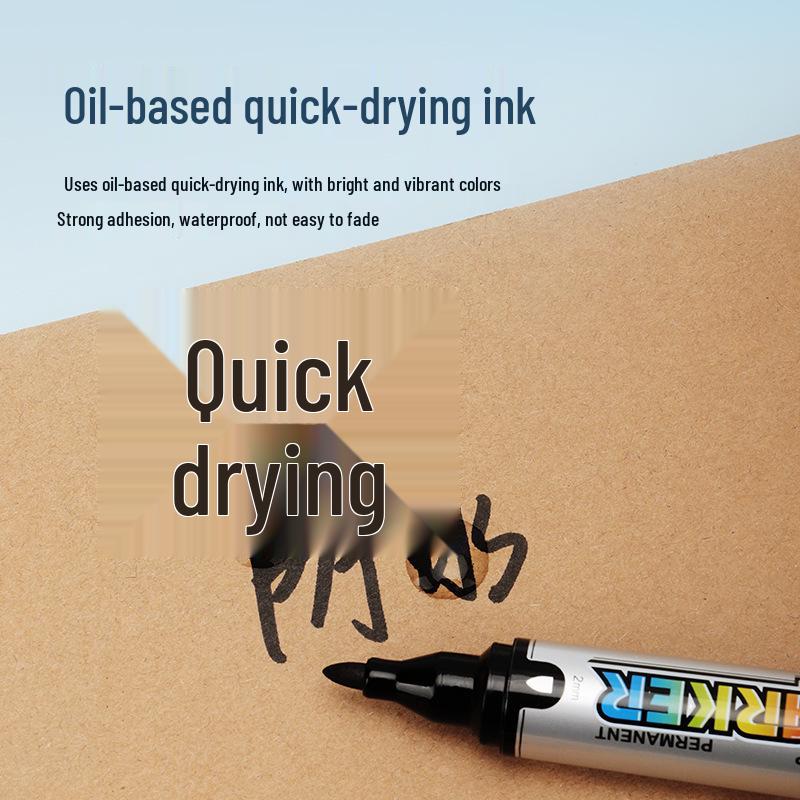 Bao Ke MP2959 Double-Ended Waterproof Permanent Marker, 12 Quick-Drying Oil-Based Refillable Colors