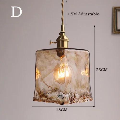 Retro Restaurant Chandelier Amber Glass LED Chandelier  Kitchen Bedside Home Decoration Indoor Lighting Ceiling Pendant Lamp