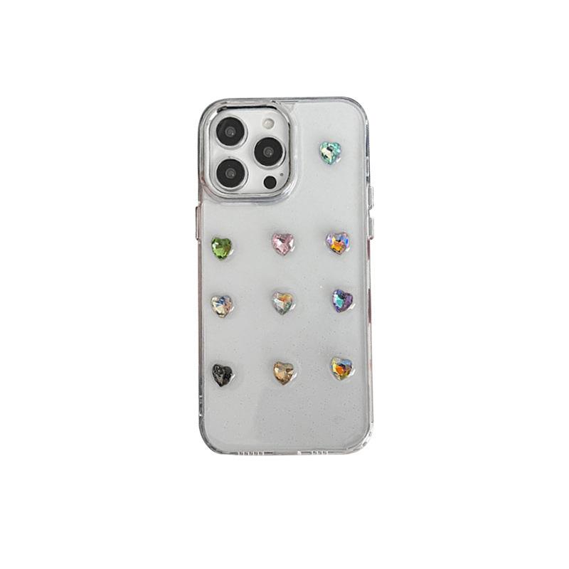 Handyhülle mit farbigen Edelsteinen für IPhone17Promax Feiner Glitzer Ins Style Damenmodell 15 für Apple 14 Transparent