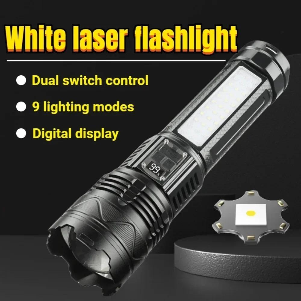 10000LM LED White Laser Built-in Battery Flash Light Emergency Spotlights 5km Most Powerful Led Flashlights Tactical Lights