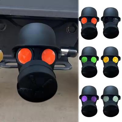 Cover Cap for Trailer Coupling Funny Gas Mask Helmet Towball Hitch Dust Plug Protector Cover Cap for Car Caravan Decoration