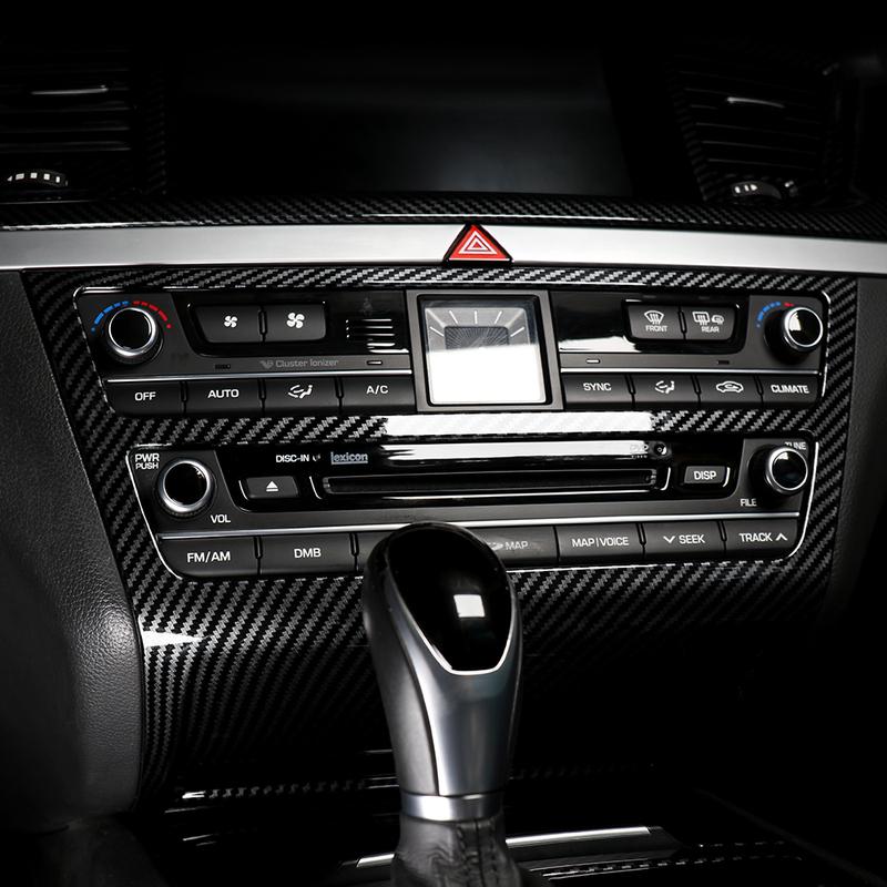 Car Tuning Carbon Fiber ABS Air conditioning Switch Adjustment Frame Cover Trim Accessories For Genesis G80 DH 2015-2020 LHD