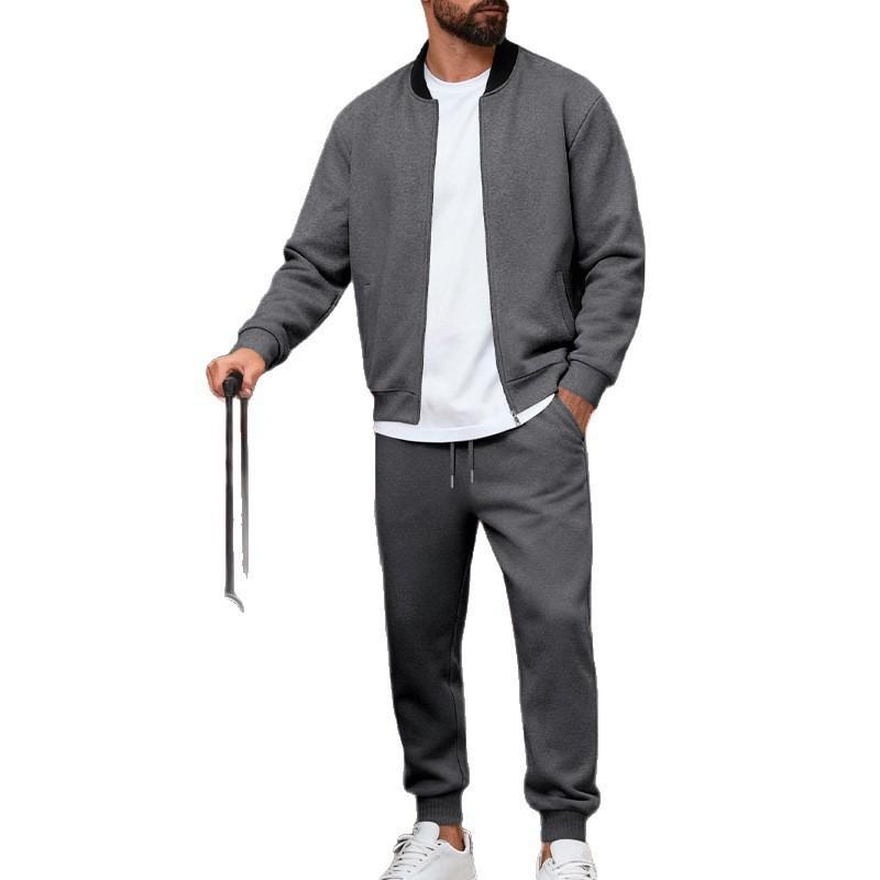 Mens Lightweight Casual Track Suit Set Zip-Up Baseball Jacket Long Pants Sporty Streetwear