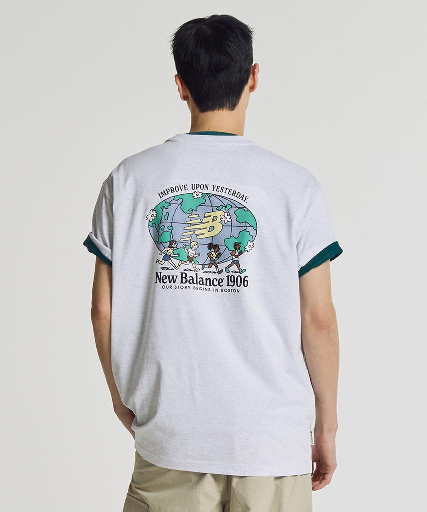 Nyuballanseu Nbneg21513 / Uni Nb Friends Earth Graphic Short Sleeve T-Shirt (Light Gray)