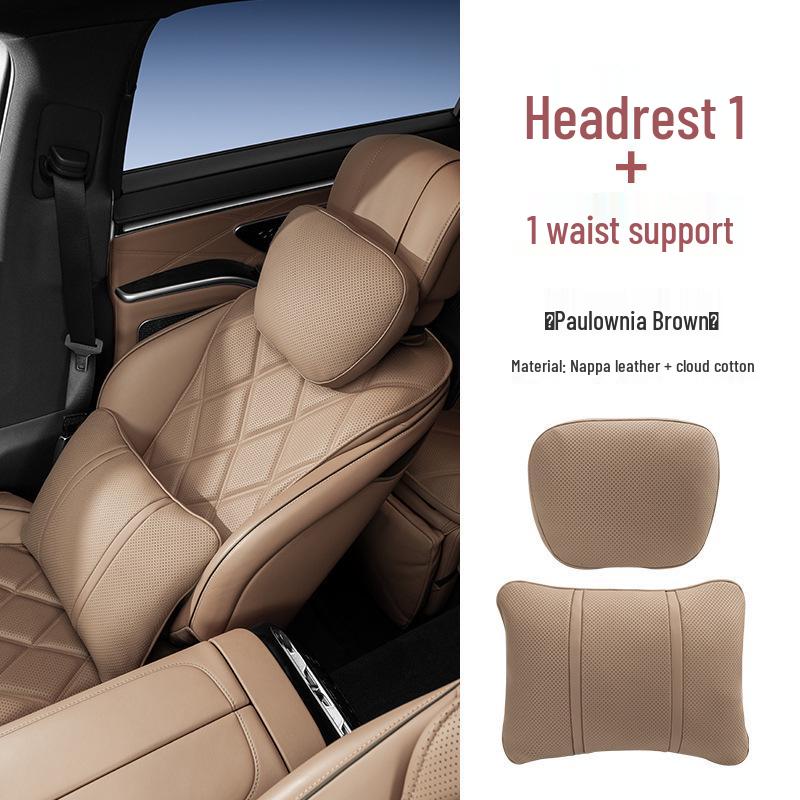 Premium Maybach S-Class Headrest & Breathable Lumbar Support Cushion