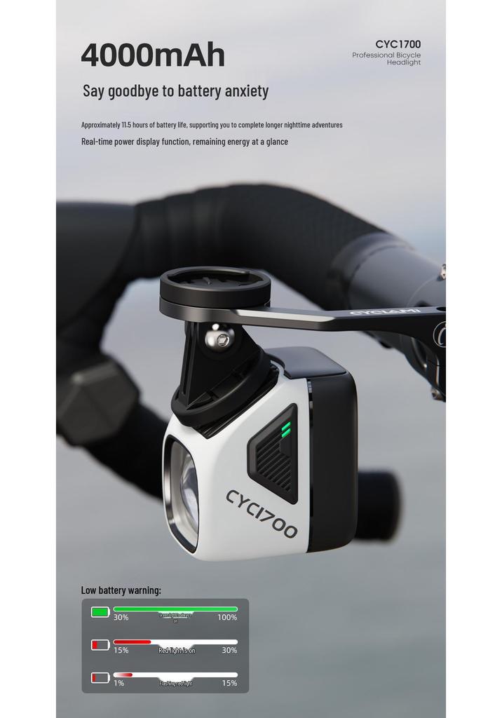 Lumière de vélo CYCLAMI CYC1700 Lumens avec support et conception à libération rapide