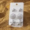 6Pcs Exquisite Starfish Shell Stud Earrings Fashionable CCB Earring Set Women's Summer Beach Party Jewelry Gifts