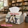 1pc, 2D Flat Printing, Tissue Box with Penguin Holiday Card Pattern, Suitable for Bathrooms, Living Rooms, Bedrooms, Dressing Tables, Coffee Tables, A