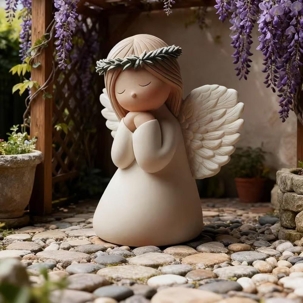 Creative Design Winged Angel Figurine Resin Pray Girl Ornaments Home Decoration