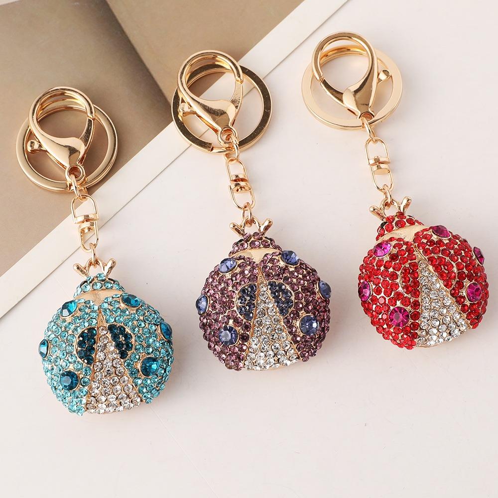 Lovely Ladybird Insect Keyring Bag Charm Rhinestone Hanging Pendant  for Women/Men