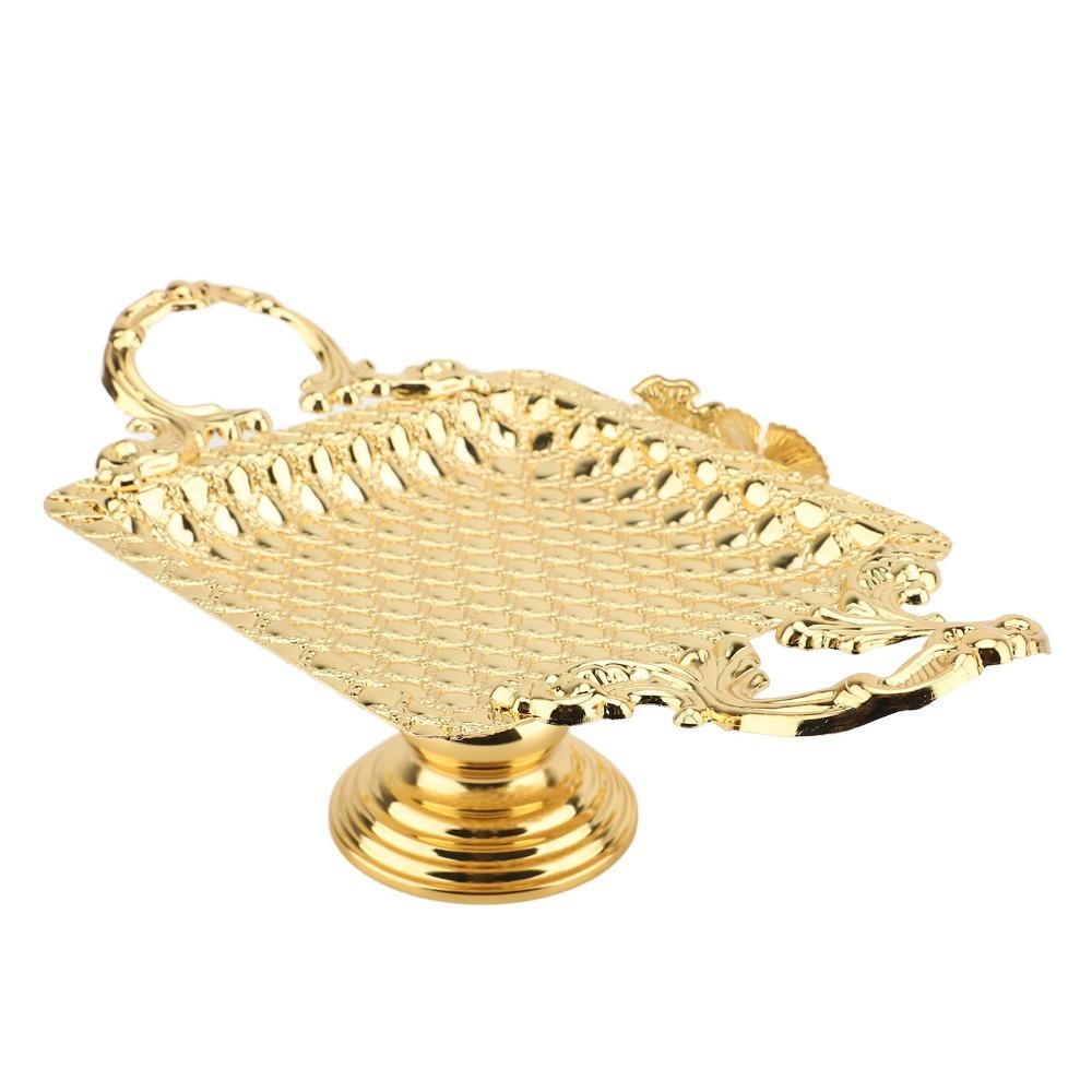 2pcs Alloy Dessert Serving Tray With Base Handle Cupcake Display Stand Wedding Celebration