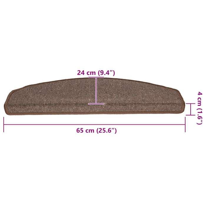 VidaXL Tapis d'escalier 20 pièces 65 x 24 x 4 cm Marron café Demi-rond Grand 3365793