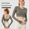 Vêtements de sport d'automne pour femmes pour le yoga, à manches longues, avec coussinets de poitrine et dos croisé