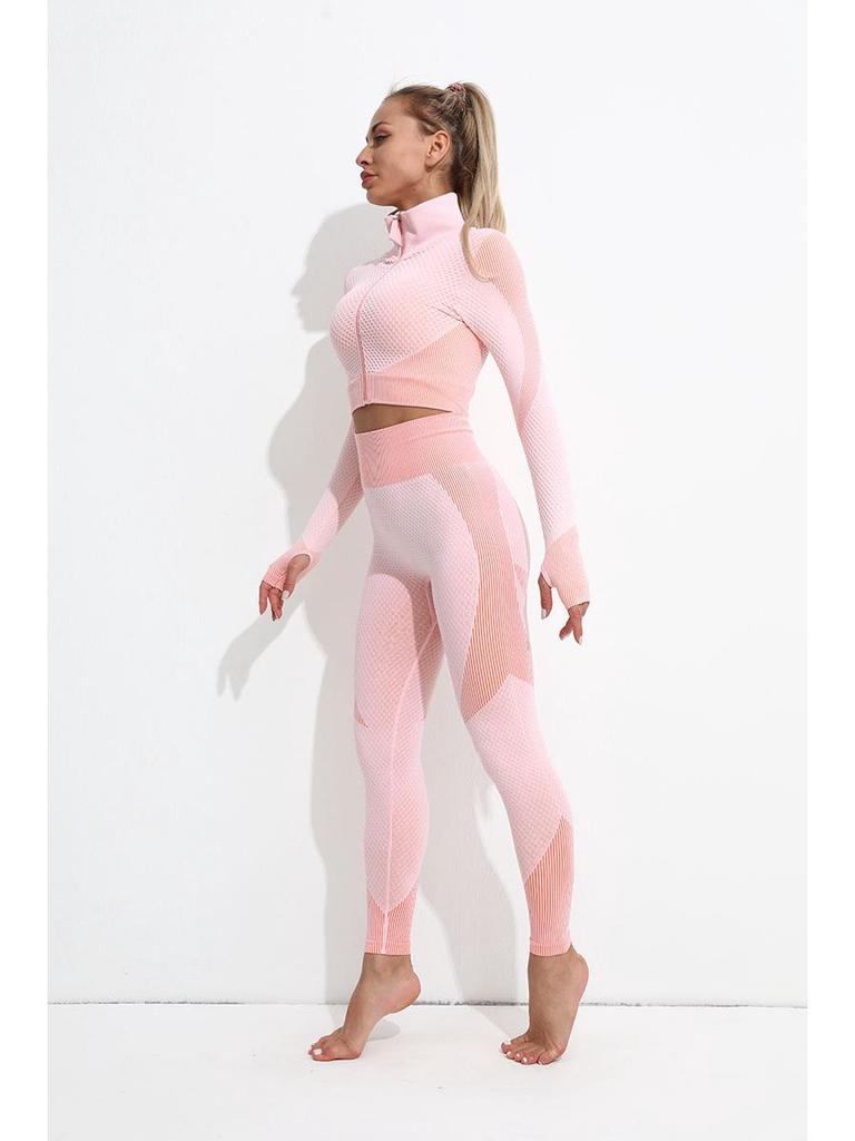 Plus Size Zipper Yoga Set: European/American Autumn/Winter Long Sleeve Fitness & Running Sportswear for Women