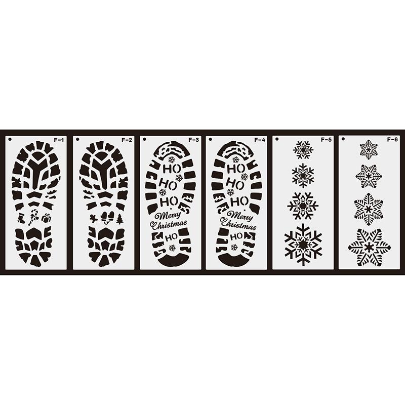 

4/6 шт. Рождественский трафарет в виде снежинки, шаблон для рисования следов ног Санта-Клауса, раскраска для скрапбукинга, тиснение, альбом, рождественский декор 6pcs