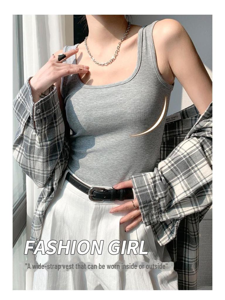 H237 Spring/Summer Women's U-Neck Slim Fit Wide Shoulder Sleeveless Vest