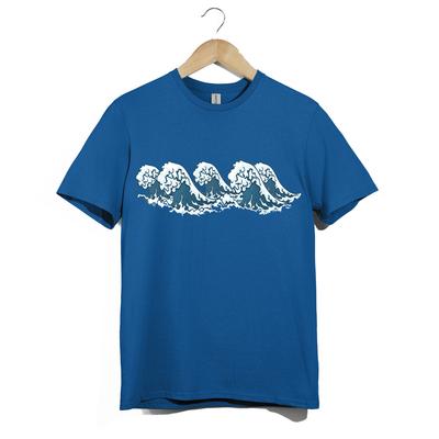 Mehrfaches Die große Welle Japanische Kunst T-Shirt | Ozeansturm Surfen Unisex Grafik-Tee
