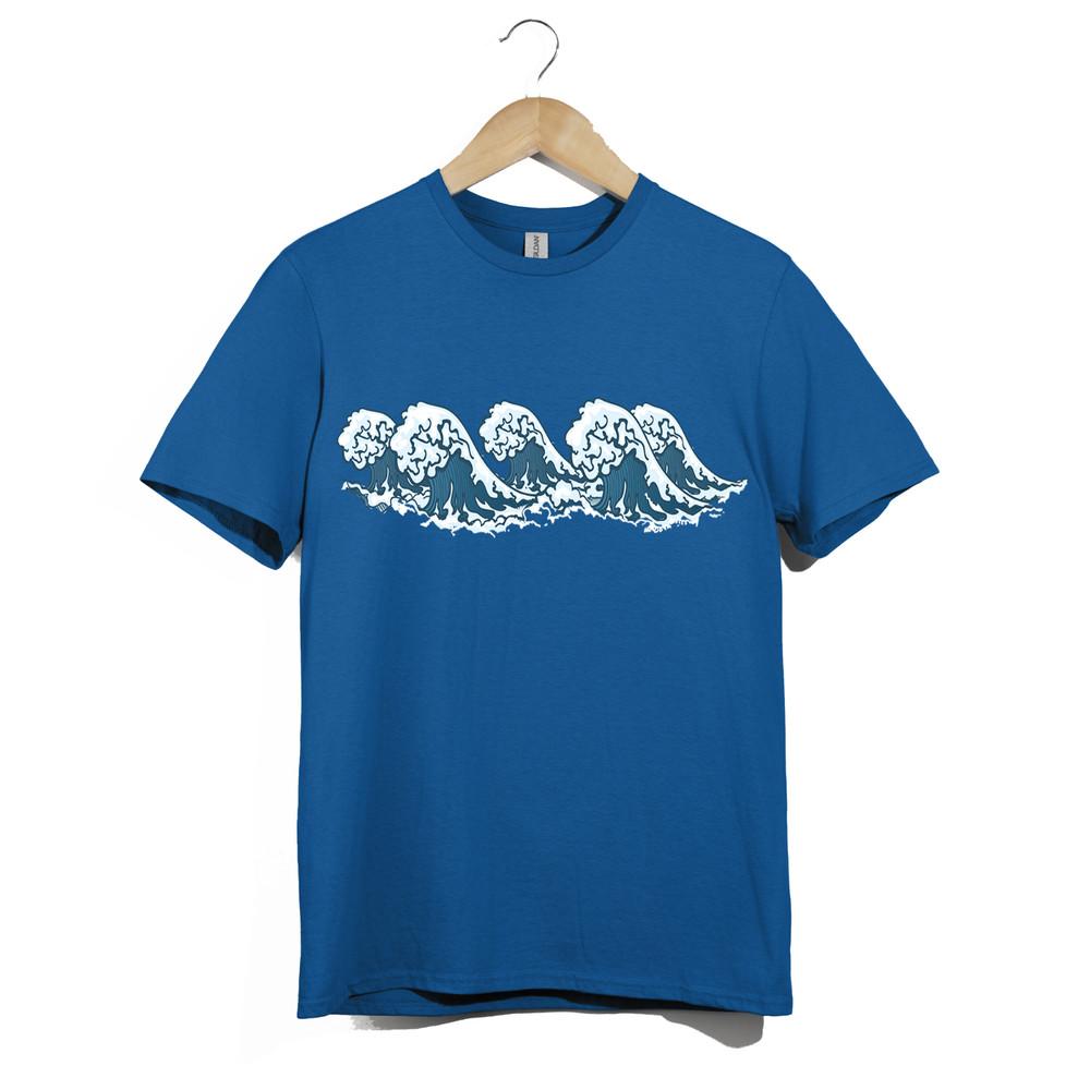 Multiple Great Wave Japanese Art T-Shirt | Ocean Storm Surf Unisex Graphic Tee