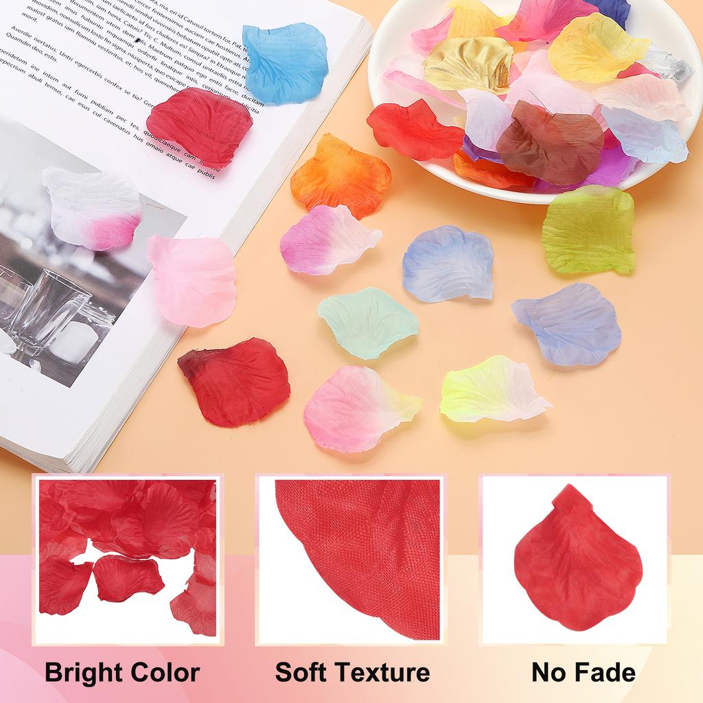 1000Pcs Artificial Rose Petals Fake Flowers Silk Petal Decoration Supplies for Romantic Night Wedding Party Event Decor