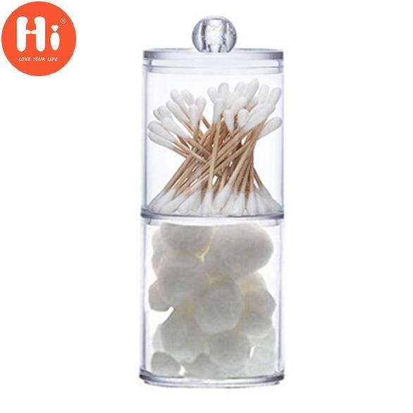 Multifunctional Round Receive Box Makeup Cotton Swab Storage Box Transparent Container Household Products Bathroom Desktop Combined