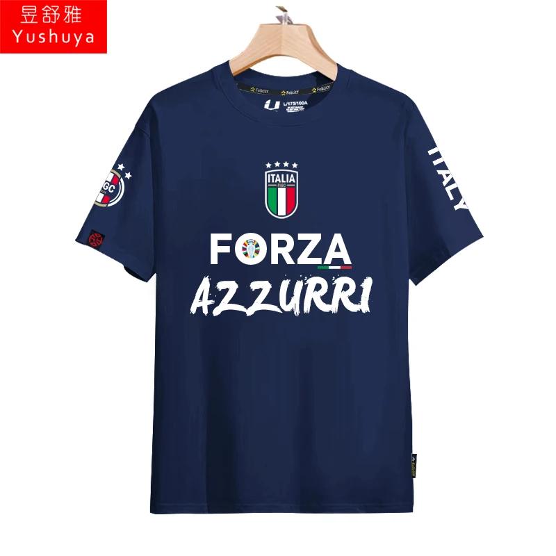 Italy Team European Cup World Cup Football Fan Uniform Short Sleeved T-shirt Men's and Women's 3D Printed T-shirt Summer