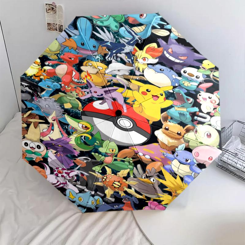 

Cartoon Pokémon pattern, automatic folding umbrella, portable and foldable design, 8 ribs, a Christmas or birthday gift.