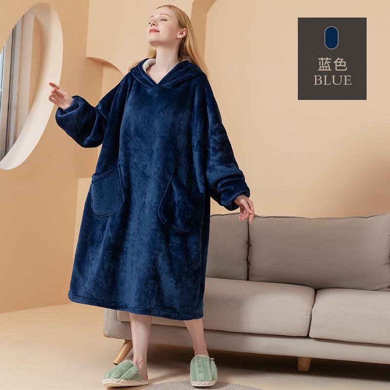 Wearable Blanket Hoodie for Men Oversized Hooded Blankets Sweatshirt Cozy Warm Fleece Blanket with Sleeves Adults Winter House Robes With Pocket
