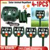 4-1PCS Ultrasonic Animal Repeller Solar Powered Scarer Repeller Outdoor Cat Dog Mice Rabbit Drive Away Chaser Deterrent