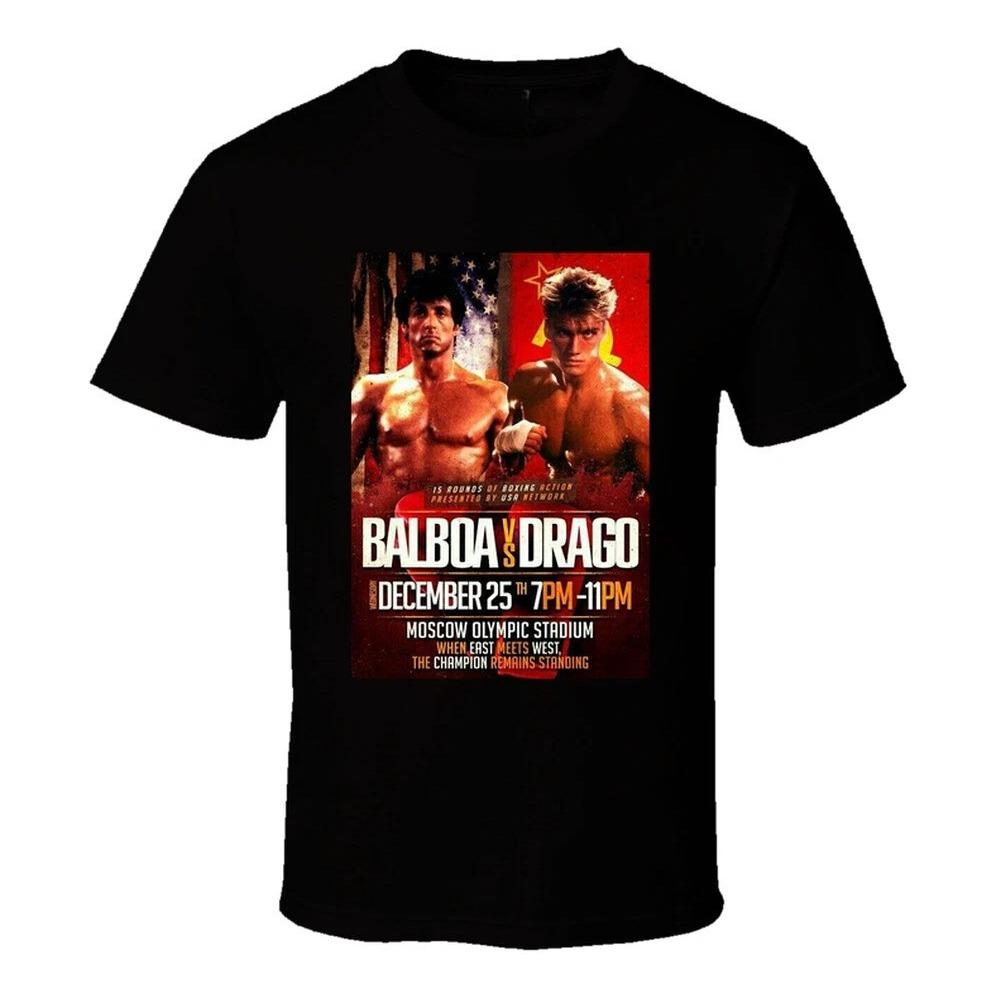

2026 New Year Balboa Vs Drago Rocky Movie Fight T Shirt Mens Round Neck Short Sleeve Tshirt 3XL