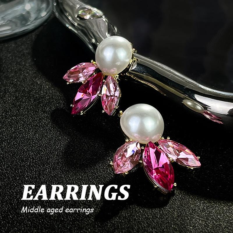 Boucles d'oreilles pendantes Zircon Fleur Colorée pour Femmes, Boucles d'oreilles pendantes Statement pour Fête & Usage Quotidien
