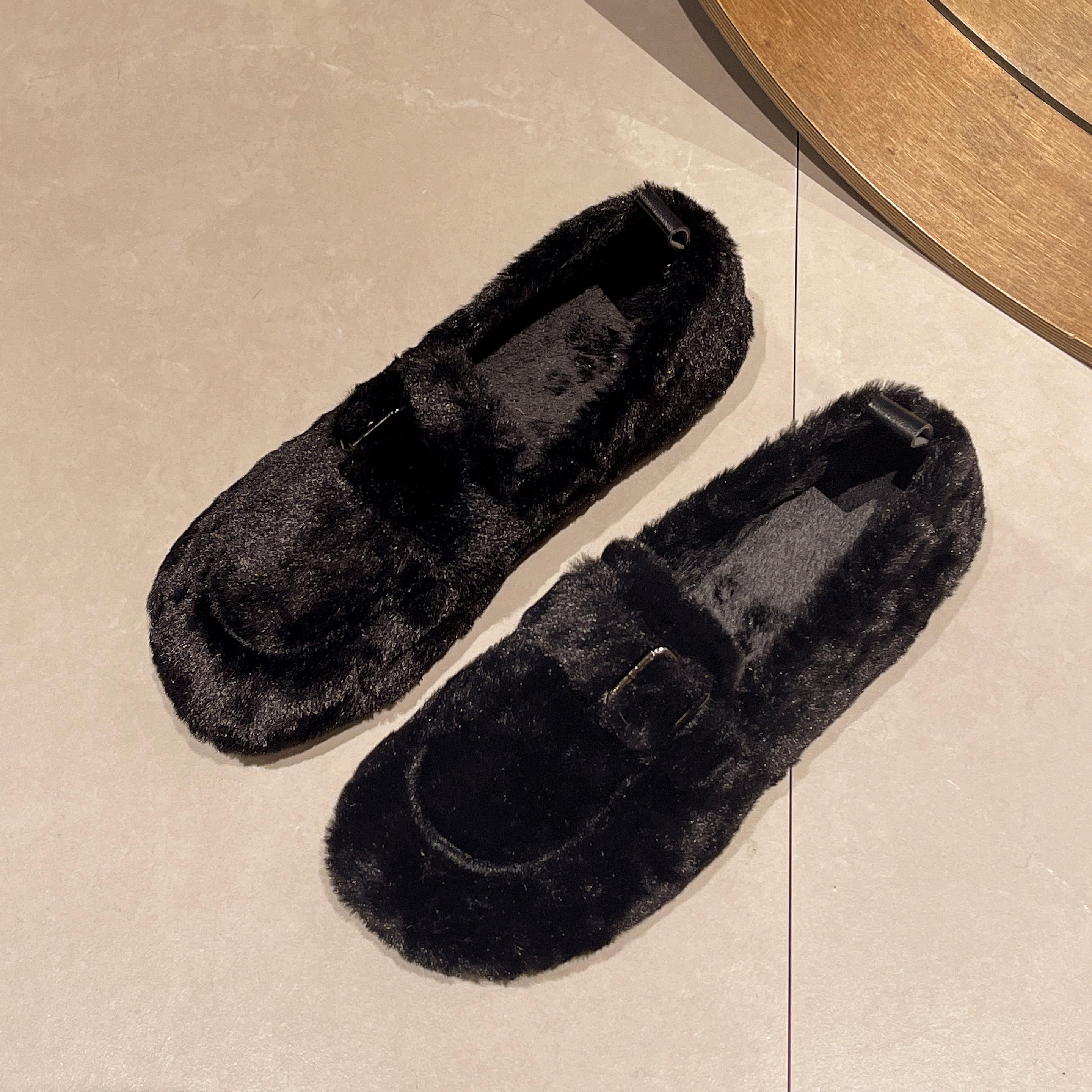 

Зимние новые теплые женские туфли на плоской подошве 2024 года, корейская версия, женские повседневные туфли-лодочки Mary Jane, рабочая обувь для улицы 40 чёрный