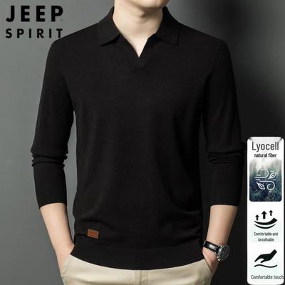 JEEP SPIRIT Men's V-Neck Knit Polo Shirt