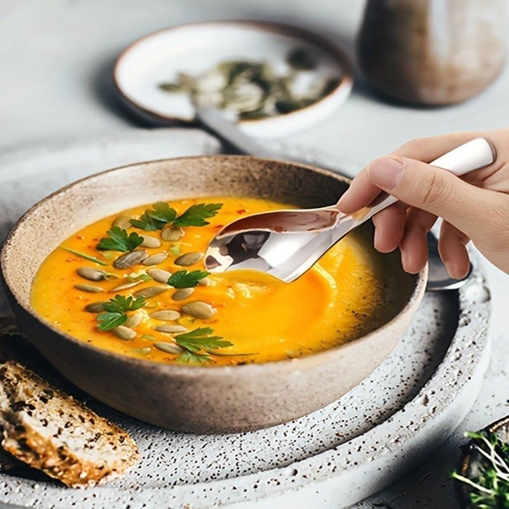 6PCS Thick Stainless Steel Spoons Food-grade Dessert Spoons Durable Soup Spoons  Dining Table