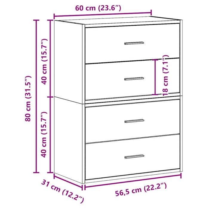 VidaXL Cabinets with 2 Drawers 2 Pcs Sonoma Oak Engineered Wood, Storage Cabinet, Sideboard, Buffet Cabinet, Cabinet 858826