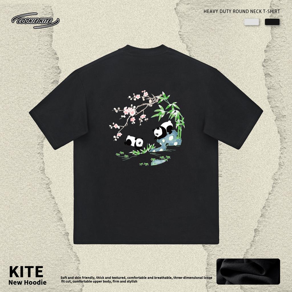 Herren Sommer Neu Chinesischer Panda Stickerei Locker Übergröße Trend Rundhals Vielseitig Kurzarm T-Shirt Herren