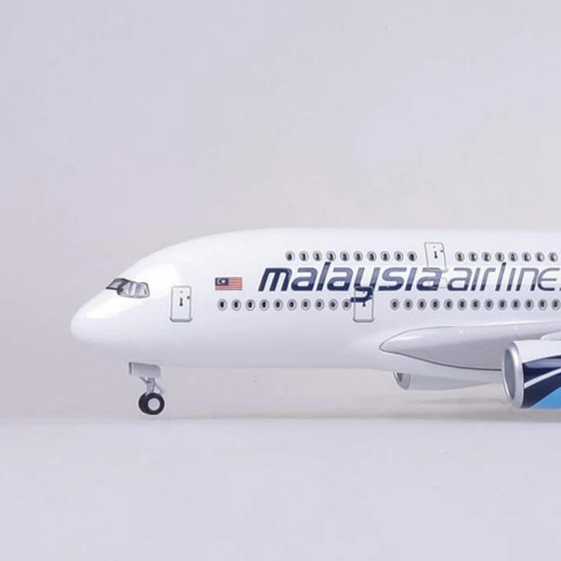 Scale 1:160 47cm Malaysia Aircraft Model A380 Plane Model Die-Cast Resin Aircraft Model Plane Parts For Collection Room Decor