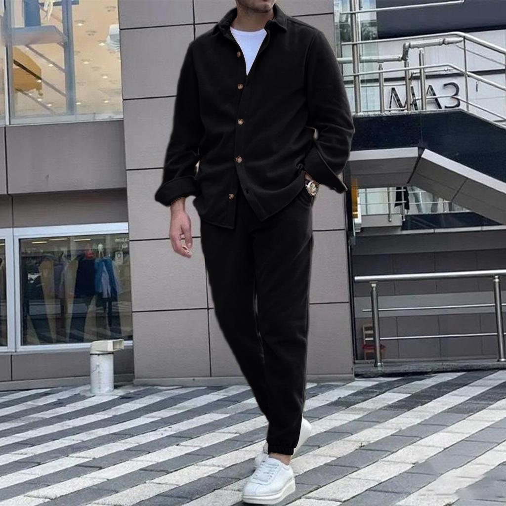 Fleece Pajama Set For Men 2 Piece Cozy Long Sleeve Shirt And Jogger Pants Winter Warm  Outfits Casual