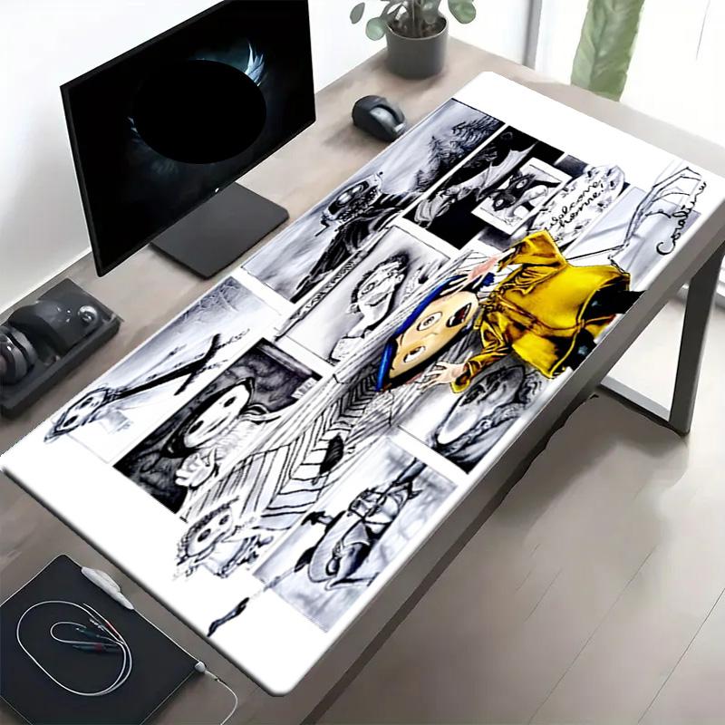 Coraline Print Mouse Pad, Anti‑Slip Desktop keyboard Mat, for PC Laptop Gaming Working Daily Use, Cool Festival Surprise Gift