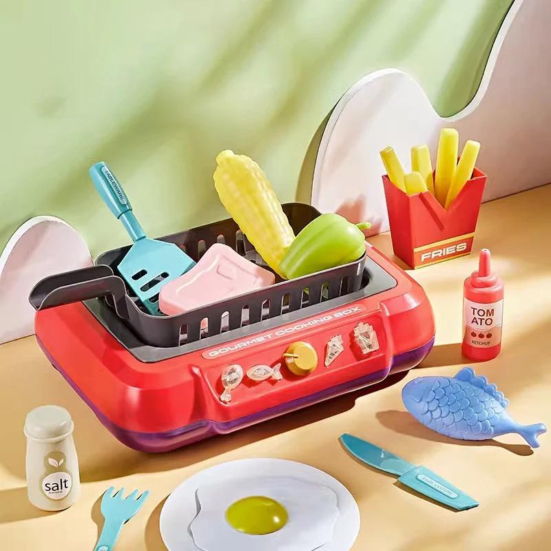 

Pretend Play DIY Kitchen Cooking Toys with Multi-functional Induction Children Play House Food Toys for Parent Child Fuuny Gifts красный