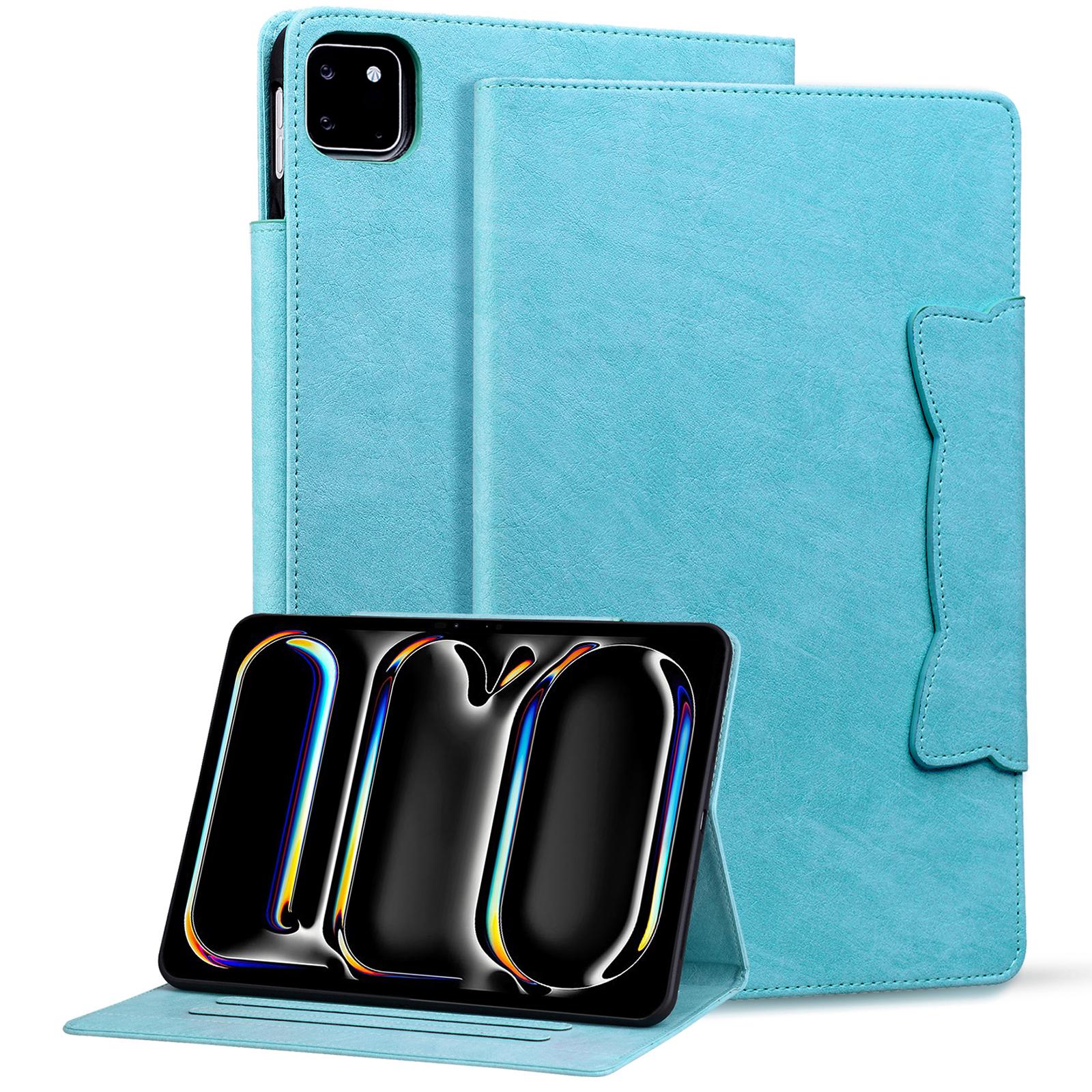 

For iPad Pro 13 (2025)/13 (2024) Case PU Leather Card Slots Tablet Cover Cat-Shaped Magnetic Clasp A
