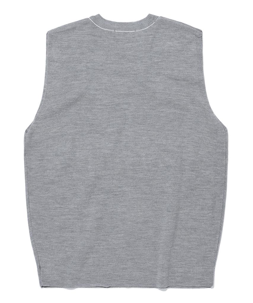 Aott Unisex Top Stitch Crew Neck Knit Vest Gray