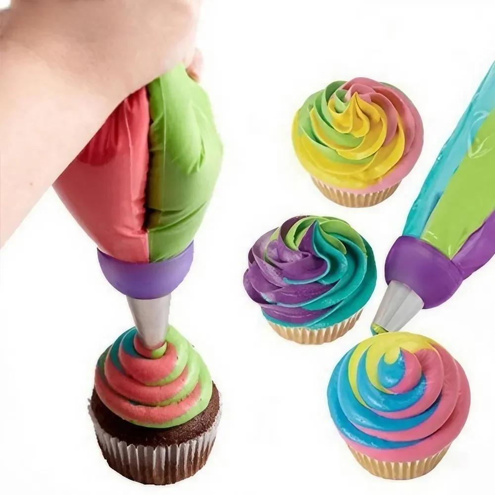 3 In 1 Cake Decorating Nozzle Set Easy Swirl Design Reusable Durable Icing Piping Tips Baking Tools
