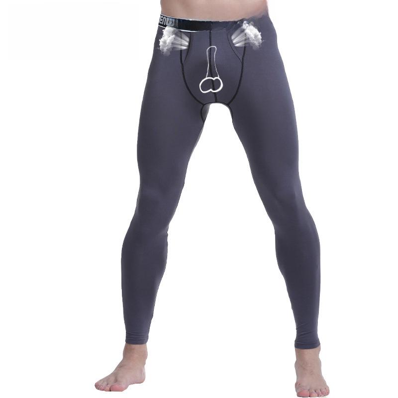 Men's Autumn/Winter Thermal Bullet-Style Leggings - Slim Fit, Mid-Aged To Young Adult
