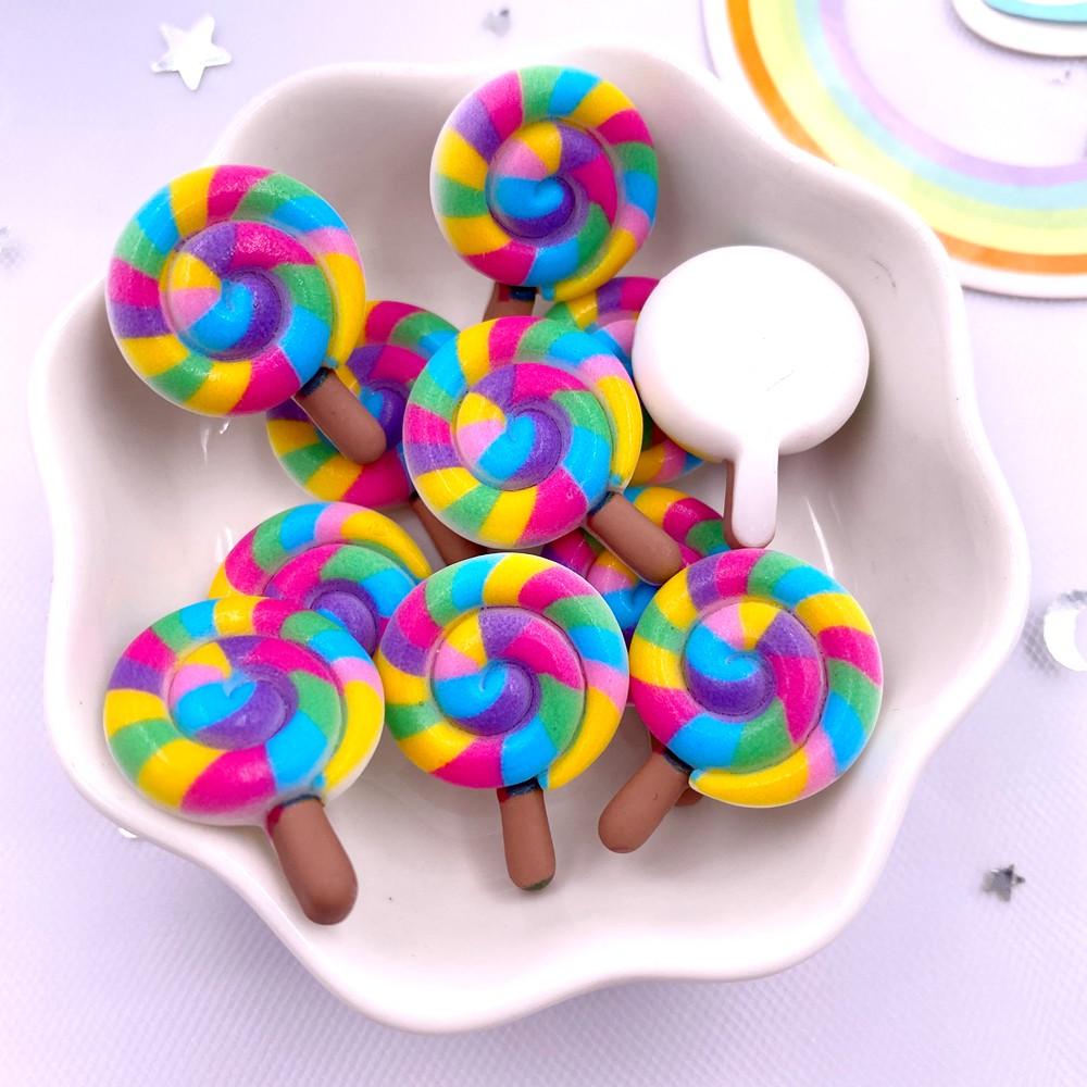 12PCS Resin Colorful Mini Cartoon Rabbit Cherry Cone Ice Cream Lollipop Popsicle Scrapbook Flatback 3D Foods Figurines DIY Bow Decor Accessories