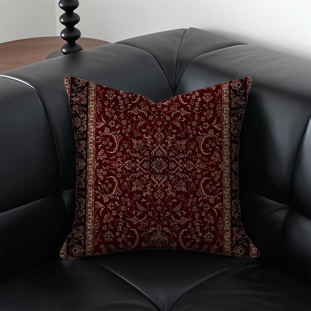Vintage Persian Style Pillow Cushion Cover Pillow Case Anti-Dustmite Invisible Zipper Silky Plush Cushion