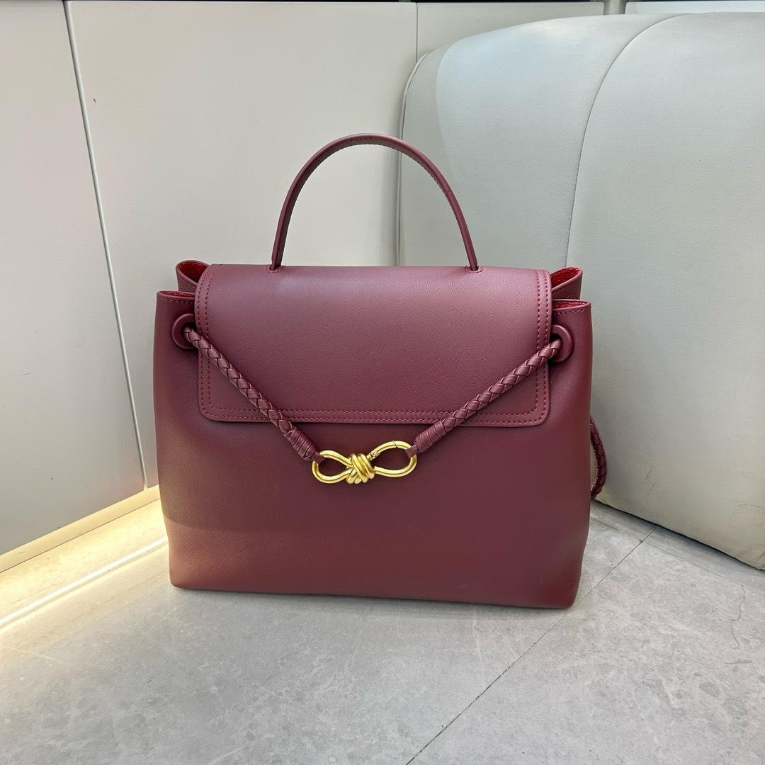 

/ Knitted Rope Handheld Single Shoulder Cross Shoulder Large Bag New Cross Border Fashion Women s Bag Leisure Vacation Bag Women 31x12x23CM вина червоного кольору