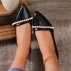 Fashion French Pointed Toe Shallow Mouth Single Shoes Women 2024 Pearl Temperament Versatile Work Shoes Flat Comfort Zapatos De Mujer